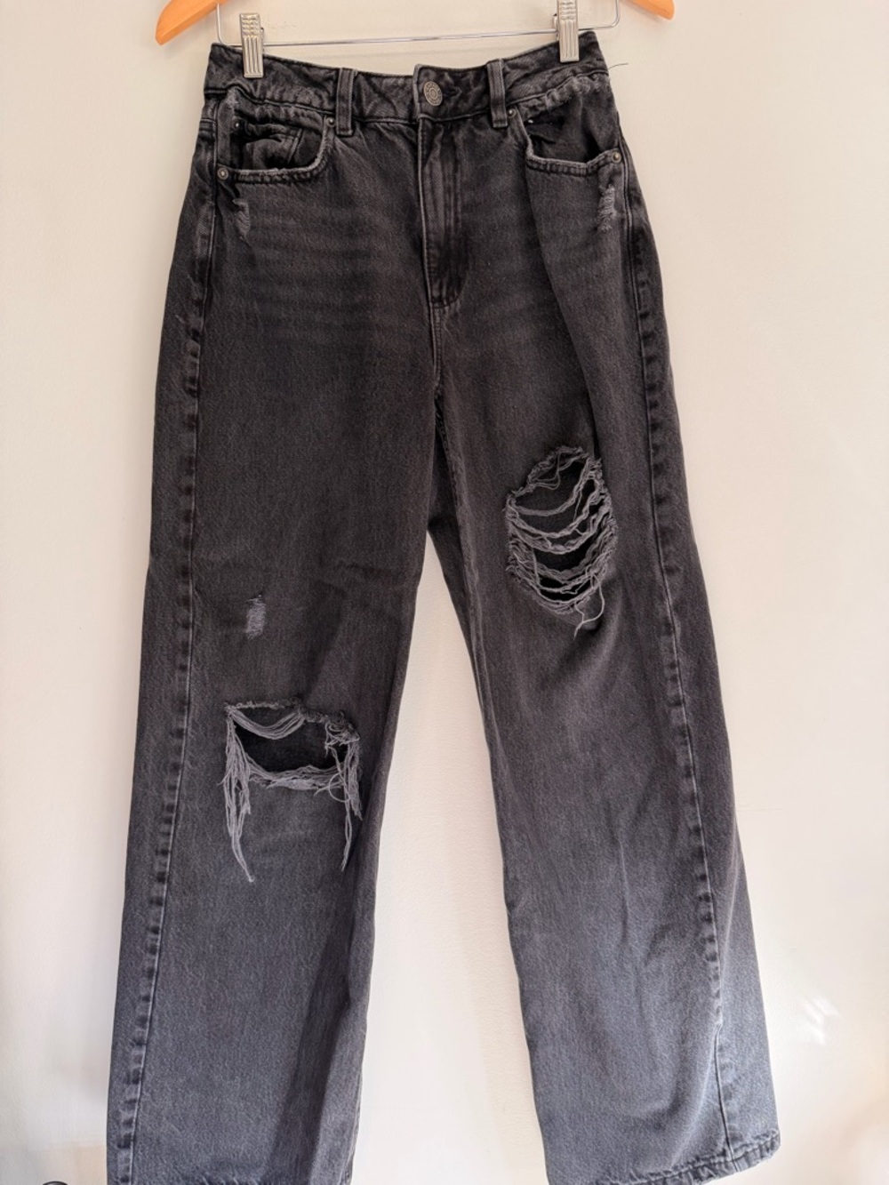 Garage Black Distressed Street Wide Leg Jeans